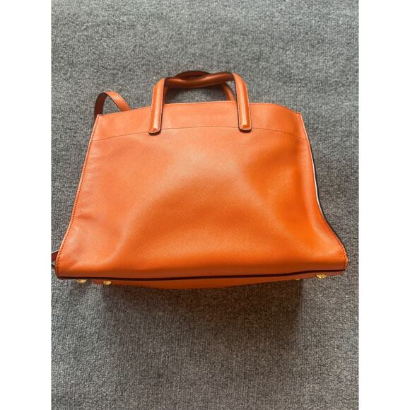 Prada Womens Orange Saffiano Leather Triple Pocket Convertible Tote Bag 13x10 In - Picture 8 of 16